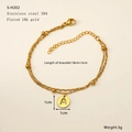 Detail of 18k gold plated stainless steel layered bracelet with letter A pendant - Letter A (S-H202-A)