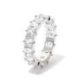 Eternity-Ring in Silber-Finish mit Zirkonia im Quadrat-Schliff und Krappenfassung - US 6 / Weißgold - Weißer Zirkon