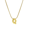 Polished gold initial Q pendant on a sleek snake chain necklace for women - Necklace - Letter Q