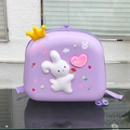 Cute light purple toddler backpack with 3D bunny and yellow crown for nursery school - Purple Rabbit