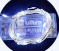 Warm white copper wire LED string lights with transparent AA battery box power supply - 2m 20LED (2xAA Steady+Flash) / White