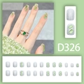 Unghie finte argento scintillanti con cristalli rettangolari verde chiaro e glitter - Stile Gemma Verde Chiaro Glitter Argento (D326)