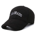 Berretto da baseball in lana d'agnello nera con ricamo Colorado per l'autunno - Ricamo Lettera Colorado / Nero