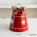28cm large red metal Christmas bell with golden bow and white snowflake pattern ornament - Red Gold Snowflake Large Bell