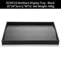 Black brushed PU leather necklace display tray with hooks for jewelry storage 35x24x3cm - Black Necklace Display Tray