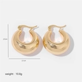 Detailed view of chunky gold teardrop earrings showing 2.5cm height and weight specs - Smooth Hollow Hoop-Gold