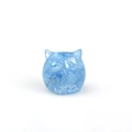 Light blue translucent resin owl figurine with detailed feather texture for office decor - 06 Aquamarine + Blue Sequins