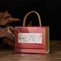 Elegant Chinese wedding candy box in vermilion red with floral ink painting and handles - Small (with Leather Handle) / T019-1 Vermillion Red (Flower and Bird)
