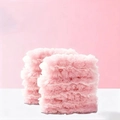 Pink faux fur leg warmers with fluffy long fibers for winter fashion and cosplay outfit - Pink Double-Sided Refills (10Pcs)