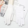 Guantes de protección solar de satén blanco para mujer con bordado elegante para conducir - Bordado / Blanco