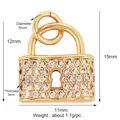 Gold plated copper mini padlock pendant with cubic zirconia inlay and 15mm dimensions - Small Gold Padlock / Lotus Pink