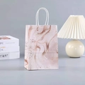 Elegant pink marble pattern paper gift bag with white rope handles for parties - Pink Marble Pattern (Small Size) (34-5)