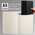 Cuaderno A5 con tapa kraft negra y 72 páginas rayadas para notas de oficina y estudio - Líneas / Negro / A5 (203x140mm)