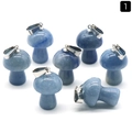 Blue natural crystal mini mushroom pendants with silver clasps, set of 7 pieces - Blue Aventurine (1pc)