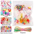 Baroque DIY charm kit with letter beads, colorful fruit clay shapes and elastic string - Mixed Color
