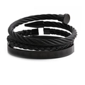 Set de pulseras de acero de titanio negro con números romanos y diseño de clavo - Juego de 3 / Negro