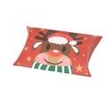 Christmas pillow gift box featuring a red reindeer pattern with stars and festive design - Elk