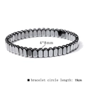 Men's retro hematite stone bracelet with 4x8mm black rectangular beads, 19cm length - Metallic Rectangle 4*8mm