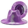 Cappello fedora in lana tie-dye viola e bianco con tesa larga stile jazz - M (56-58cm) / Viola e Bianco Tie-Dye (05)