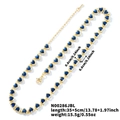 Collana a cuore dorata con zirconi blu e parametri di dimensione del prodotto - Cuore Blu (Base Oro) (N00286JBL)