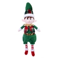 Weihnachts-Elfenpuppe für Jungen im grünen Outfit mit rot-grün karierter Weste und langen Beinen - Herrenstil