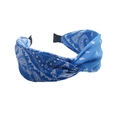 Blue paisley knot headband for women featuring classic white pattern and comfort tips - Paisley Knot (FK-B363 Lake Blue)