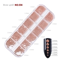 Rose gold nail art metal beads set in 1.0mm-3.0mm sizes with a 12-grid storage box - Rose Gold (NO.04) / 1.0mm-3.0mm