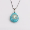 Collana di cristallo turchese con ciondolo albero della vita a forma di goccia - Ciondolo Verde Turchese (ANSN00225)