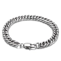 Bracciale a catena cubana in argento lucido in acciaio inossidabile con chiusura sicura - Stile B 8mm / 18cm