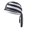 Classic black and white striped breathable pirate bandana with adjustable tie back - Adult / Black