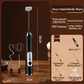 Black electric hand mixer with three attachments and USB charging cable dimensions - Three Head Set / Electroplated Black