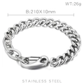 Pulsera cubana de acero inoxidable plateado para hombre, cierre de langosta, 210x10mm - Estilo de Cadena Cubana Plateada (KB151140-Z)