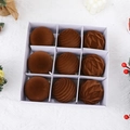 9-piece set of chocolate brown flocked Christmas balls with assorted textures in a box - 9 Pcs / 8cm / Coffee