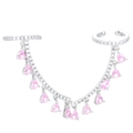 Orecchini vintage in argento con pietre rosa a goccia e zirconi cubici micropavé - Placcato oro bianco Zirconia rosa