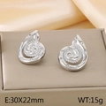 Creative silver swirl earrings with white diamonds and elegant spiral snail design - Steel Spiral Snail Style (KE116079-KFC)