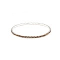 Macro shot of single row amber crystal elastic bracelet with silver plated metal base - Silver Crystal Yellow