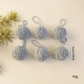 Set of 6 gray wool yarn Christmas balls with hanging ropes, 5cm diameter ornaments - Gray