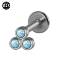 Solid G23 titanium labret stud featuring a three-stone cluster opal and flat back - G23 Titanium 1.2*6mm
