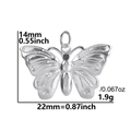 Silver butterfly pendant with detailed wings measuring 14mm by 22mm on a white background - Silver Steel - Butterfly