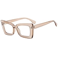 Fashionable square champagne transparent sunglasses with oversized cat-eye frames for women - Tea Frame Clear Anti-blue Lens