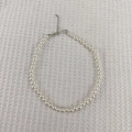 Classic white pearl necklace with adjustable silver lobster clasp on waffle fabric - Simple Single Layer Round Pearl Necklace