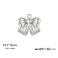Colgante de lazo de acero inoxidable plateado, accesorio DIY 13,5x15mm para joyas - Color Acero-070302