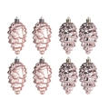 Set di 8 decorazioni natalizie a pigna in oro rosa con finitura metallica e ganci - Oro rosa