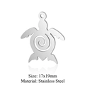 Silver turtle-shaped stainless steel charm pendant 17x19mm for DIY jewelry making - Silver Sea Turtle (5Pcs/Pack)