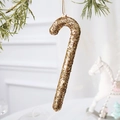 Sparkling champagne gold glitter candy cane Christmas tree ornament with golden hanging string - 5*14CM Candy Cane / Champagne
