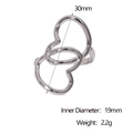 Guía de tallas detallada del anillo de doble corazón en acero con dimensiones y peso - Color Acero