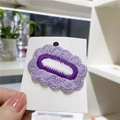 Cloud-shaped crochet hair clip in purple and white colors on a white display card - 4# White Center Cloud Purple