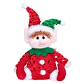 Christmas elf plush doll with red and green sequins, festive sitting doll decoration - Red Sequin