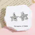 Y2K silver star pendant charms with zircon inlay for DIY earring and necklace jewelry - White Zircon Star / Silver