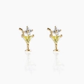 Creative martini glass stud earrings in gold with yellow triangular gemstone - Goblet
